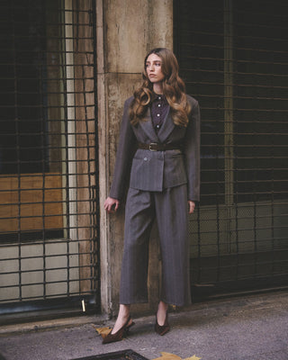 Pantalón Gris Rayas - Josefina Lira